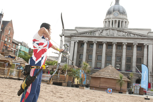 Ashe Morgan shooting in Nottingham's Market Square earlier this year, which will be the location for the head-to-head finals in the 2016 European Outdoor championships