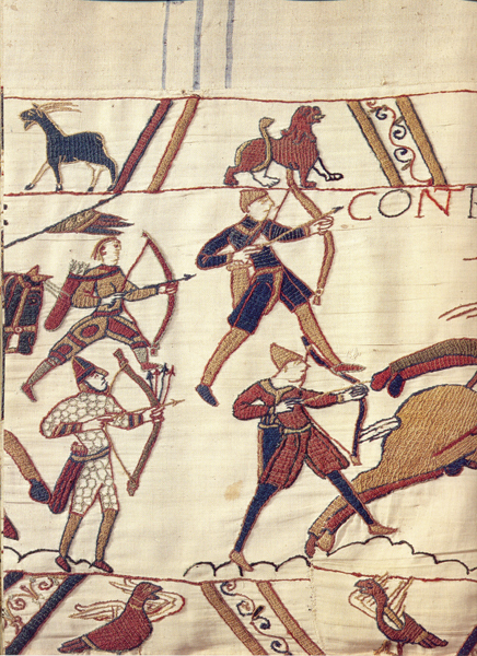 The 11th century Norman bows depicted in the Bayeux Tapestry still show the characteristic shape of the earlier Viking bows